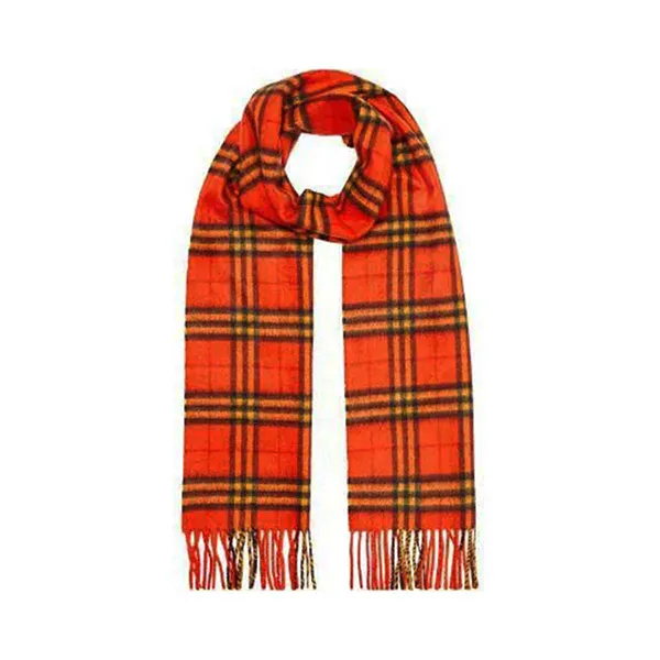 Khăn Quàng Cổ Burberry The Classic Vintage Check Cashmere Scarf Orange Màu Cam