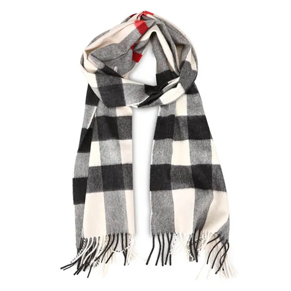 Khăn Quàng Cổ Burberry Vintage Check Cashmere Scarf Màu Đen Kem