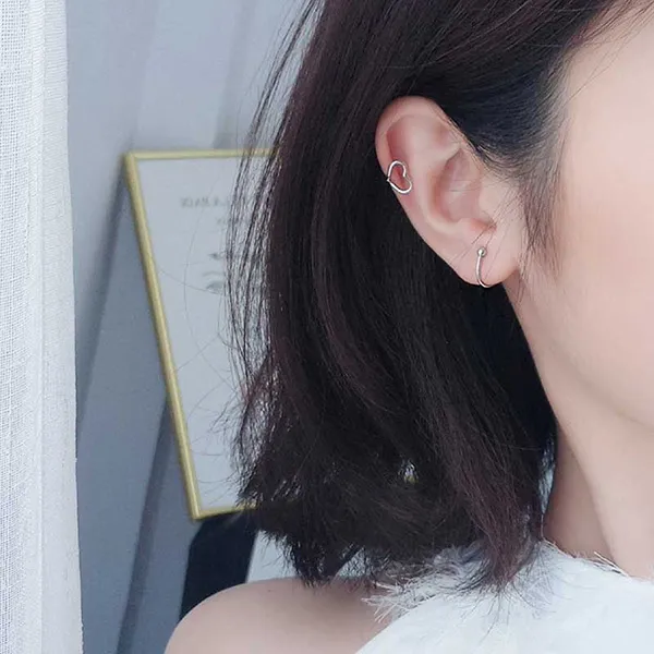 Khuyên Tai LiLi Jewelry Đeo Vành Tai Steel Heart Lili_446813 Màu Trắng - Trang sức - Vua Hàng Hiệu