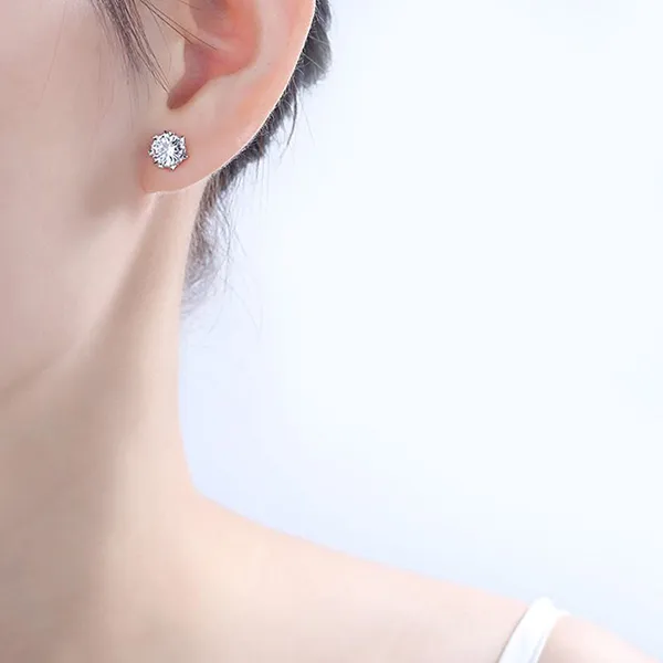 Khuyên Tai LiLi Jewelry Hình Bông Tuyết Đính Đá CZ Lili_221372 Màu Bạc