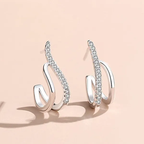 Khuyên Tai LiLi Jewelry Hình Chữ C Đính Đá CZ Lili_794181 Màu Bạc - Trang sức - Vua Hàng Hiệu