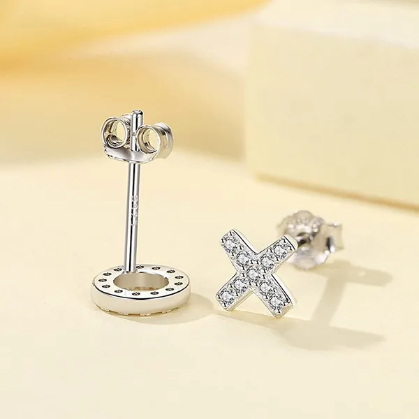 Khuyên Tai LiLi Jewelry Hình Chữ X O Đính Đá CZ Lili_794181 Màu Bạc - Trang sức - Vua Hàng Hiệu