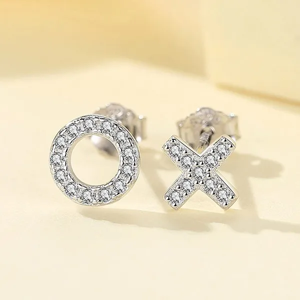 Khuyên Tai LiLi Jewelry Hình Chữ X O Đính Đá CZ Lili_794181 Màu Bạc - Trang sức - Vua Hàng Hiệu