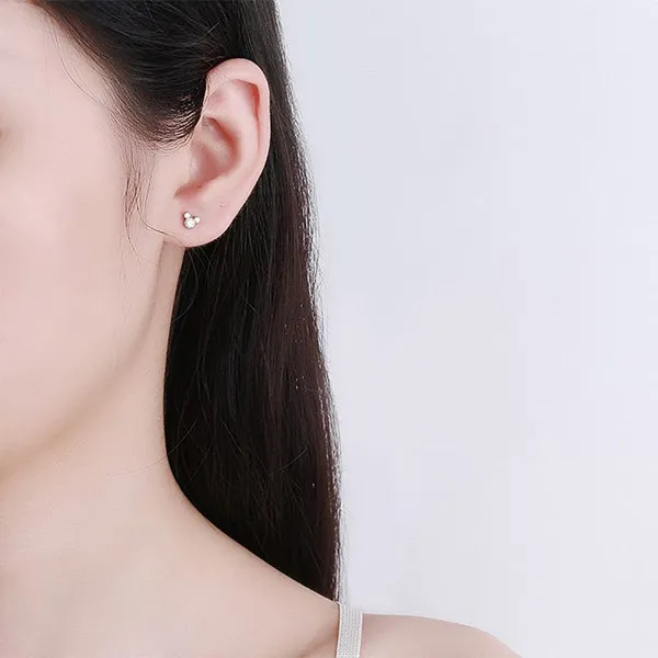 Khuyên Tai LiLi Jewelry Hình Chuột Mickey, Đá CZ LiLi_428424 Màu Bạc