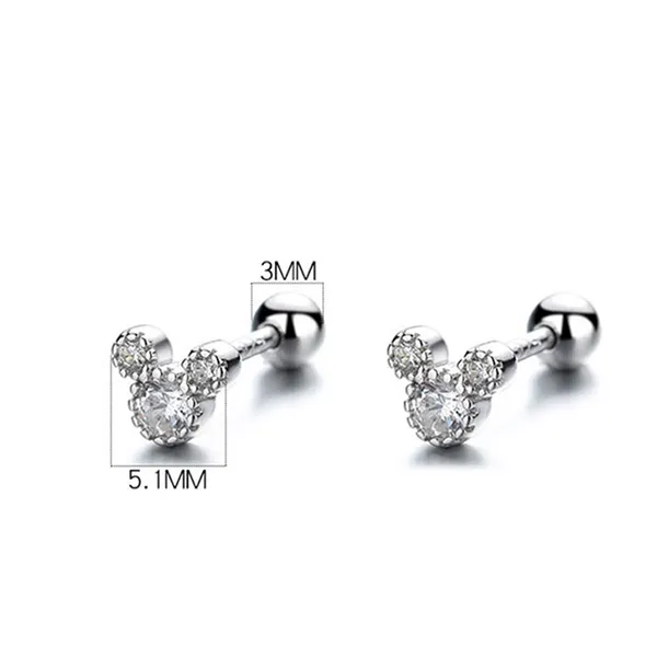 Khuyên Tai LiLi Jewelry Hình Chuột Mickey, Đá CZ LiLi_428424 Màu Bạc