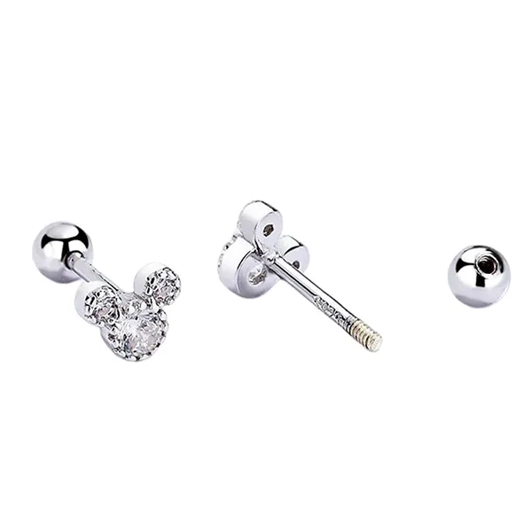 Khuyên Tai LiLi Jewelry Hình Chuột Mickey, Đá CZ LiLi_428424 Màu Bạc