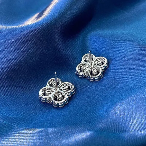 Khuyên Tai LiLi Jewelry Hình Cỏ Bốn Lá, Đá Carbon LiLi_996258 Màu Bạc - Trang sức - Vua Hàng Hiệu