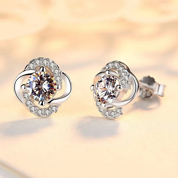 Khuyên Tai LiLi Jewelry Hình Cỏ Bốn Lá Đính Đá Cubic Zirconia LiLi_453329 Màu Bạc - Trang sức - Vua Hàng Hiệu