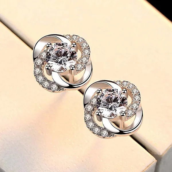 Khuyên Tai LiLi Jewelry Hình Cỏ Bốn Lá Đính Đá Cubic Zirconia LiLi_453329 Màu Bạc - Trang sức - Vua Hàng Hiệu