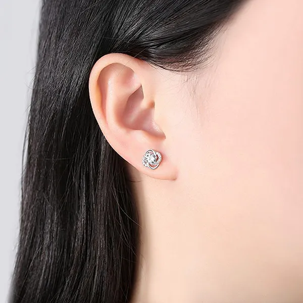 Khuyên Tai LiLi Jewelry Hình Cỏ Bốn Lá Đính Đá Cubic Zirconia LiLi_453329 Màu Bạc - Trang sức - Vua Hàng Hiệu