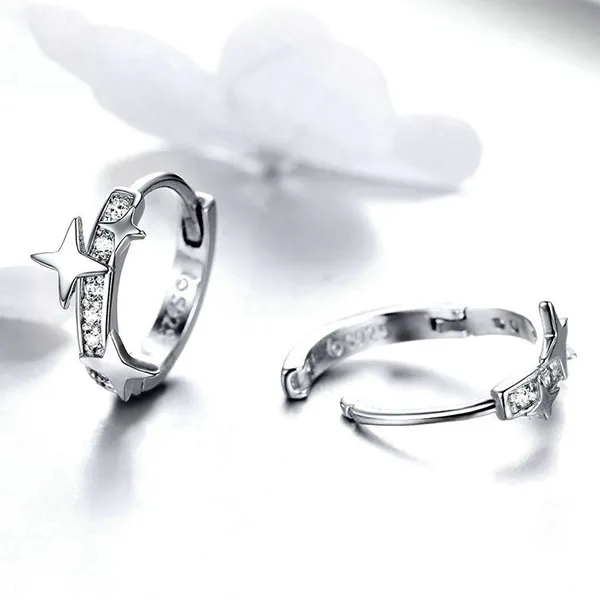 Khuyên Tai LiLi Jewelry Hình Ngôi Sao Đính Đá CZ Lili_166353 Màu Bạc