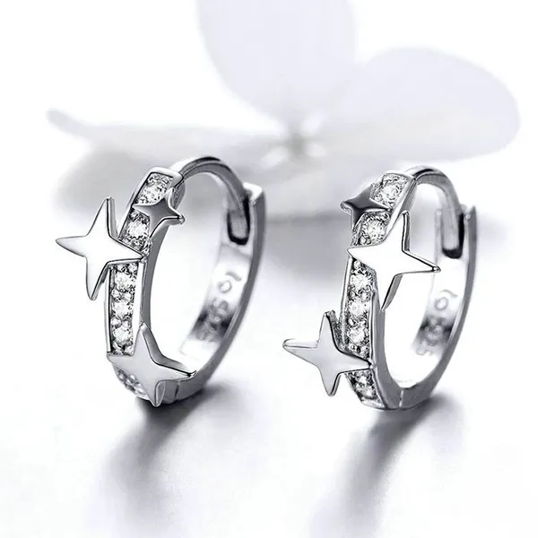 Khuyên Tai LiLi Jewelry Hình Ngôi Sao Đính Đá CZ Lili_166353 Màu Bạc