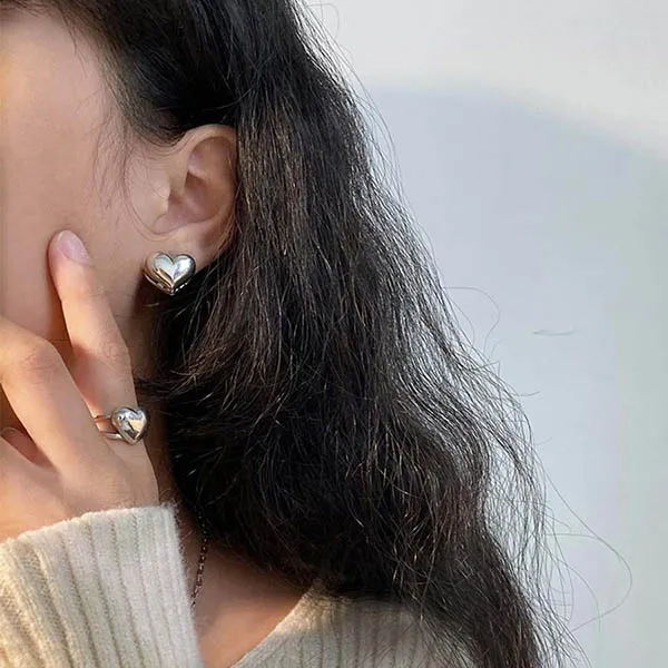 Khuyên Tai LiLi Jewelry Hình Trái Tim Agnes Lili_276793 Màu Bạc Cỡ Lớn - Trang sức - Vua Hàng Hiệu