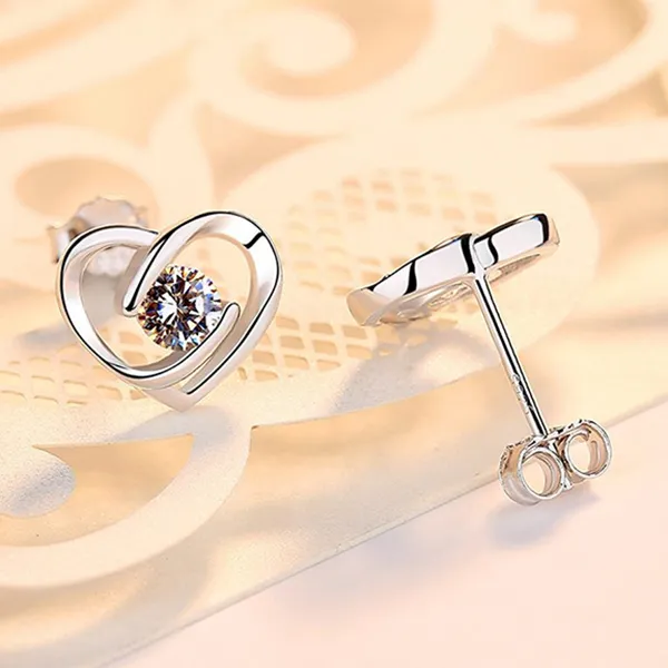 Khuyên Tai LiLi Jewelry Hình Trái Tim Đính Đá CZ Lili_547816 Màu Bạc - Trang sức - Vua Hàng Hiệu