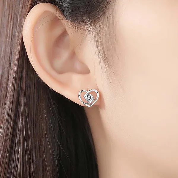 Khuyên Tai LiLi Jewelry Hình Trái Tim Đính Đá CZ Lili_547816 Màu Bạc - Trang sức - Vua Hàng Hiệu