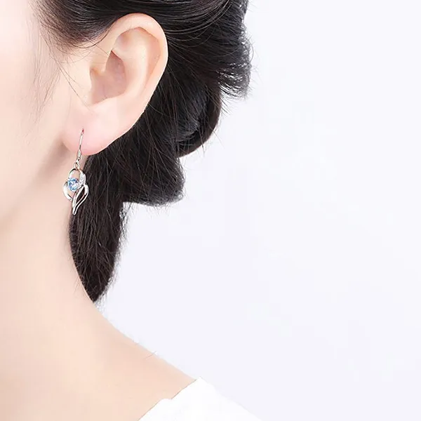 Khuyên Tai LiLi Jewelry Hình Trái Tim Đính Đá CZ Lili_991582 Màu Xanh Dương - Trang sức - Vua Hàng Hiệu