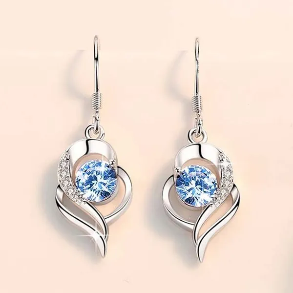 Khuyên Tai LiLi Jewelry Hình Trái Tim Đính Đá CZ Lili_991582 Màu Xanh Dương - Trang sức - Vua Hàng Hiệu