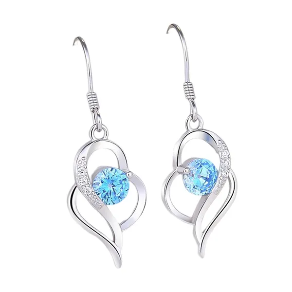 Khuyên Tai LiLi Jewelry Hình Trái Tim Đính Đá CZ Lili_991582 Màu Xanh Dương - Trang sức - Vua Hàng Hiệu