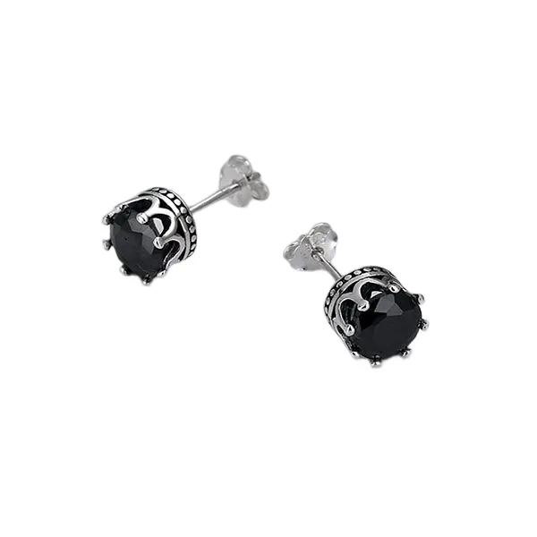 Khuyên Tai LiLi Jewelry Hình Vương Miện Cleopatra Đính Đá CZ Lili_885769 Màu Đen