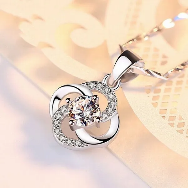 Dây Chuyền Lili Jewelry Bạc Nữ Đính Đá CZ Cỏ 4 Lá LILI_426865 Màu Bạc - Trang sức - Vua Hàng Hiệu