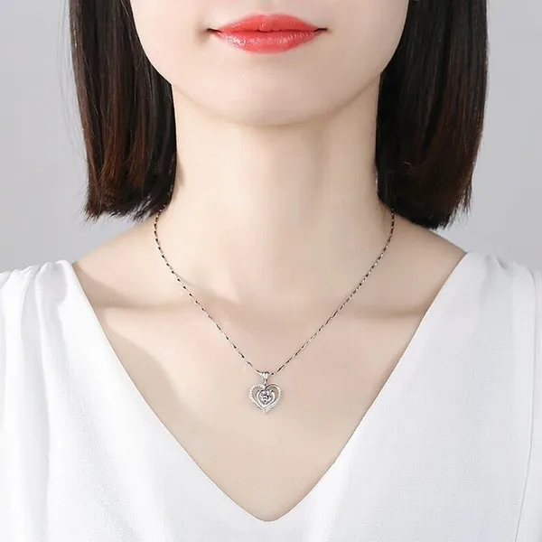Dây Chuyền Lili Jewelry Bạc Nữ Đính Đá CZ Trái Tim Cách Điệu LILI_382124 Màu Bạc