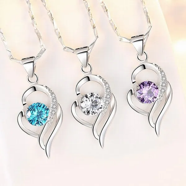 Dây Chuyền Lili Jewelry Bạc Nữ Trái Tim Cách Điệu Đẹp Đính Đá CZ LILI_352665 Màu Bạc