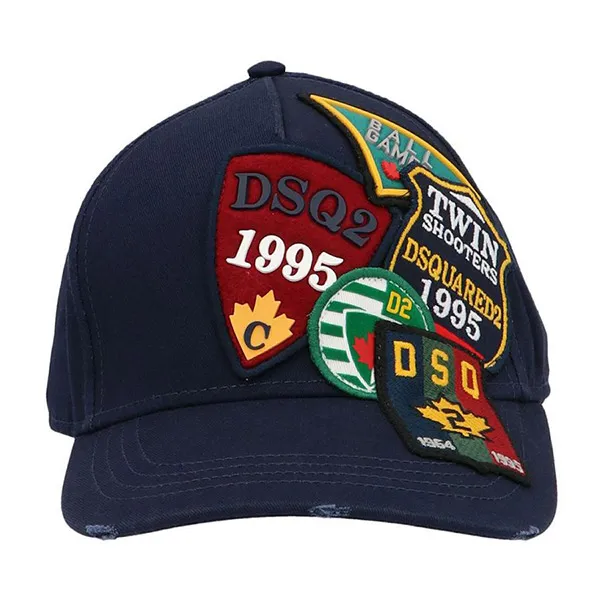 Mũ Dsquared2 All-Over Patch Baseball Cap In Blue Màu Xanh Blue