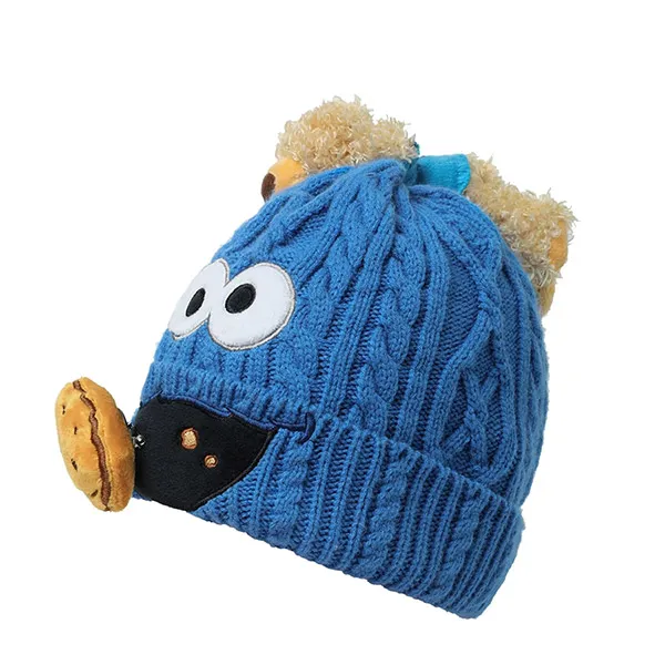 Mũ Len 13 De Marzo x Sesame Street Cookie Monster Bear Knitted Hat FR-JX-870 Màu Xanh Blue - 1