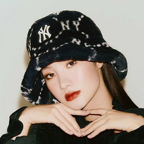Mũ MLB Bucket Monogram kim cương New York Yankees 3AHTMF226-50BKS Màu Đen