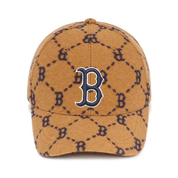 Mũ MLB Diamond Monogram Wool Jacquard Structure Ball Cap Boston Red Sox 3ACPMW126-43BGD Màu Nâu - Mũ nón - Vua Hàng Hiệu