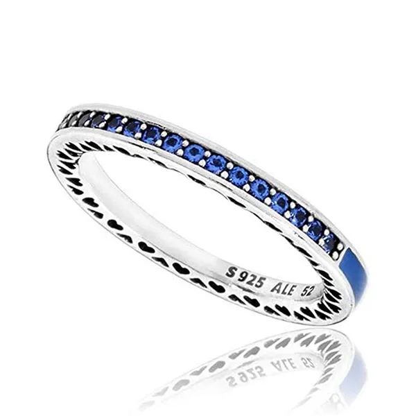 Nhẫn Pandora Blue Radiant Hearts Of Ring 191011NCB Màu Bạc-Xanh Size 54