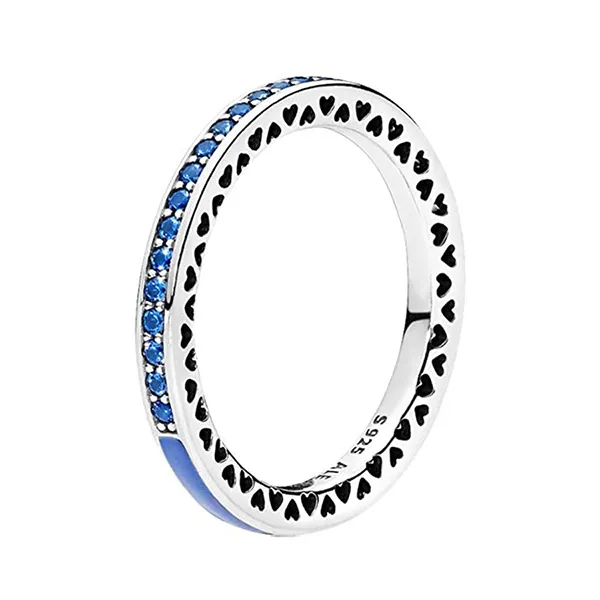 Nhẫn Pandora Blue Radiant Hearts Of Ring 191011NCB Màu Bạc-Xanh Size 54