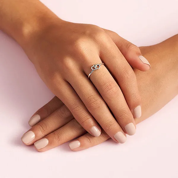 Nhẫn Pandora 14K & Silver Heart To Heart Ring Màu Bạc/Vàng Size 48 - Trang sức - Vua Hàng Hiệu