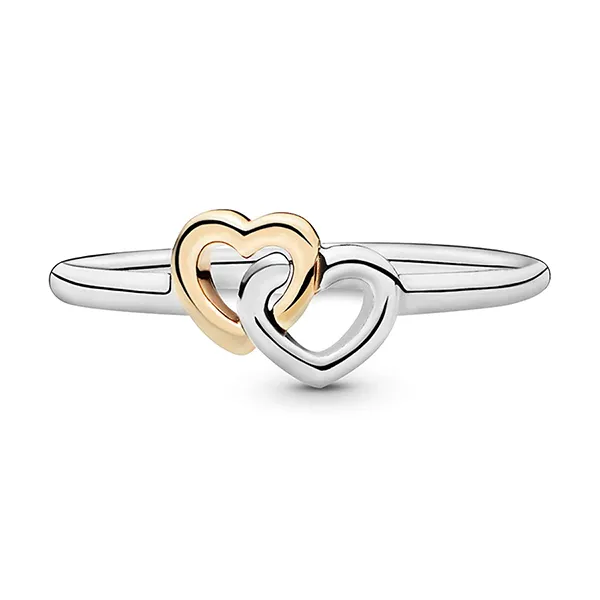 Nhẫn Pandora 14K & Silver Heart To Heart Ring Màu Bạc/Vàng Size 48 - Trang sức - Vua Hàng Hiệu