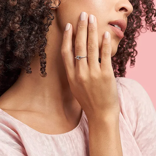 Nhẫn Pandora 14K & Silver Heart To Heart Ring Màu Bạc/Vàng Size 48 - Trang sức - Vua Hàng Hiệu