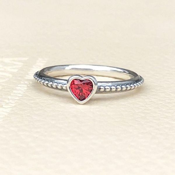 Nhẫn Pandora One Love Scarlet Synthetic Corundum Ring 190896SGR Màu Bạc Đỏ Size 54 - 4