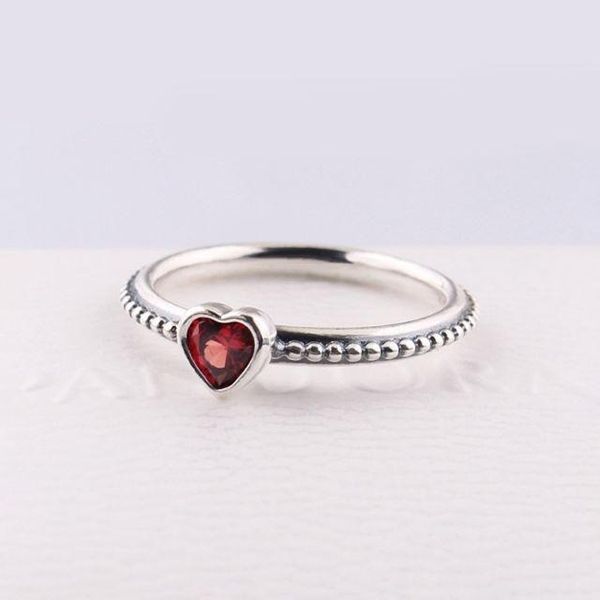 Nhẫn Pandora One Love Scarlet Synthetic Corundum Ring 190896SGR Màu Bạc Đỏ Size 54 - 5