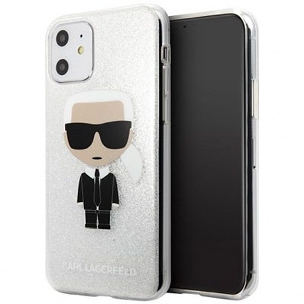 Ốp Điện Thoại Karl Lagerfeld iPhone 11 Thường KLHCN61TPUTRIKSL Nhũ Trắng Hình Ông Già - 1