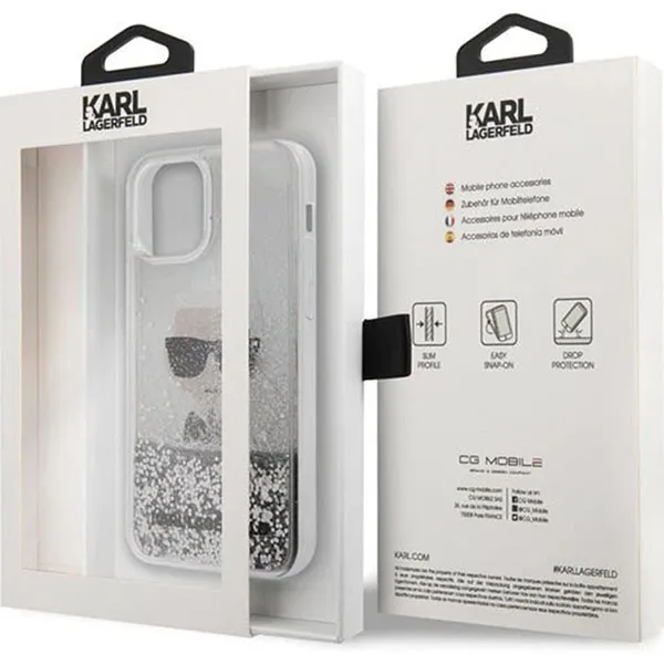 Ốp Điện Thoại Karl Lagerfeld iPhone 12 / iPhone 12 Pro Nhũ Bạc Hình Ông Già KLHCP12MGLIKSL Màu Trắng