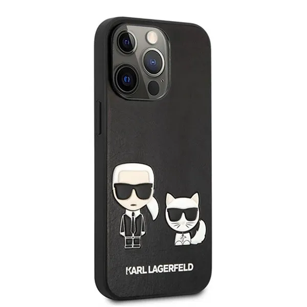 Ốp Điện Thoại Karl Lagerfeld iPhone 13 Pro Full Body Hình Ông Già Và Mèo Silicon KLHCP13LPCUSKCBK Màu Đen