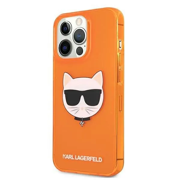 Ốp Điện Thoại Karl Lagerfeld iPhone 13 Pro Max KLHCP13XCHTRO Hình Mèo Màu Cam