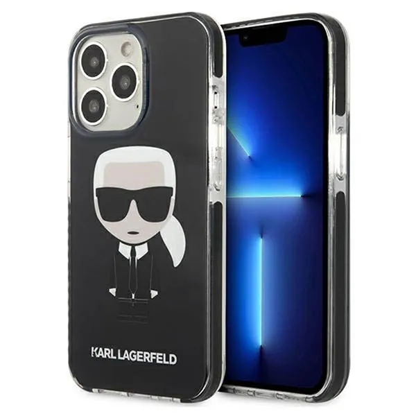 Ốp Điện Thoại Karl Lagerfeld iPhone 13 Pro Max KLHCP13XTPEIKK Hình Ông Già Màu Đen Silicon