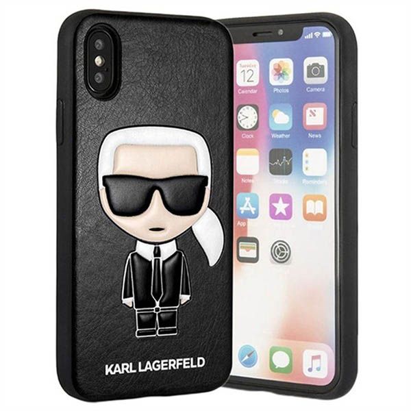Ốp Điện Thoại Karl Lagerfeld iPhone X/XS KLHCPXIKPUBK Giả Da Hình Ông Già Màu Đen - 1