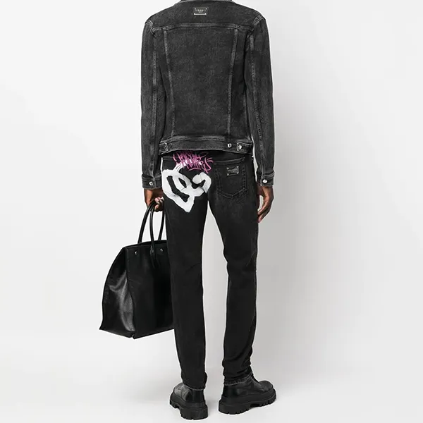 Quần Jeans Nam Dolce & Gabbana D&G Logo-print Slim GY07CD G8GV8 Màu Đen Size 44