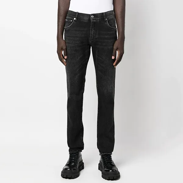 Quần Jeans Nam Dolce & Gabbana D&G Logo-print Slim GY07CD G8GV8 Màu Đen Size 46