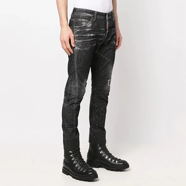 Quần Jeans Dsquared2 Distressed Skinny S71LB1086 S30357 Màu Đen Size 50