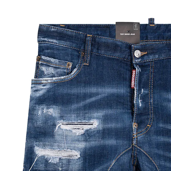 Quần Jeans Dsquared2 Tag 1964 Tidy Biker S74LB0960 S30342 Màu Xanh Size 48