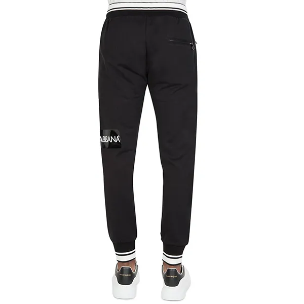 Quần Nỉ Nam Dolce & Gabbana D&G Sacred Heart Embroidered GYUVAT G7SLZ N0000 Màu Đen Size 46
