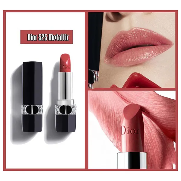 Son Dior Metallic 525 Chérie Màu Hồng Đào