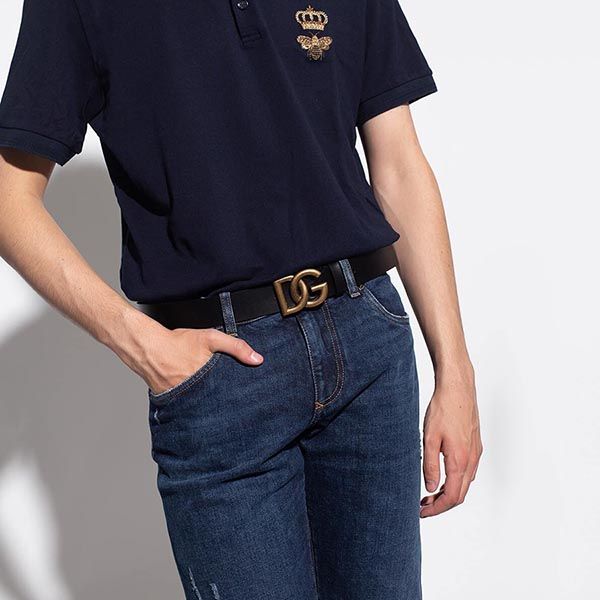 Thắt Lưng Nam Dolce & Gabbana D&G BC4644 Logo Belt 3.5cm Màu Đen Size 85 - 3